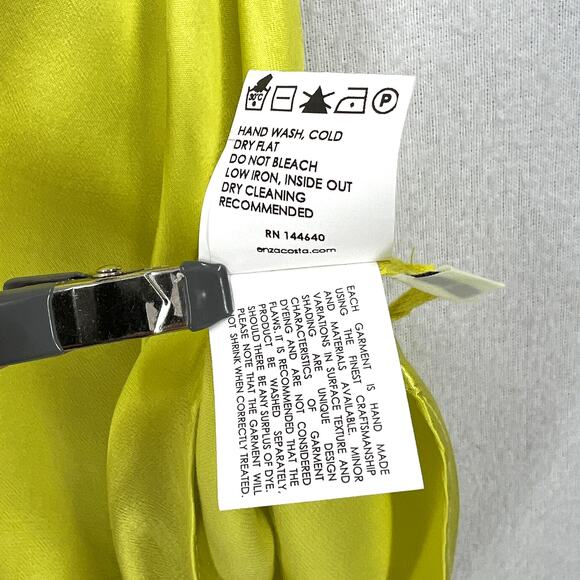 ENZA COSTA Satin Bias Off the Shoulder Top Womens Large 3 Lime Green Shirt NEW - Picture 14 of 16